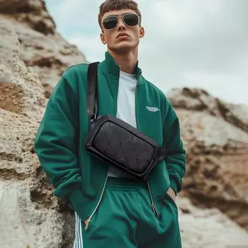 Мужская водонепроницаемая сумка через плечо чёрный