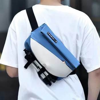 Мужская водонепроницаемая сумка через плечо из ткани Оксфорд, большая вместимость белый/синий