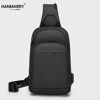 Мужская водонепроницаемая сумка CrossBorder на грудь с USB-портом для зарядки - большая вместимость, рюкзак-мессенджер на одно плечо