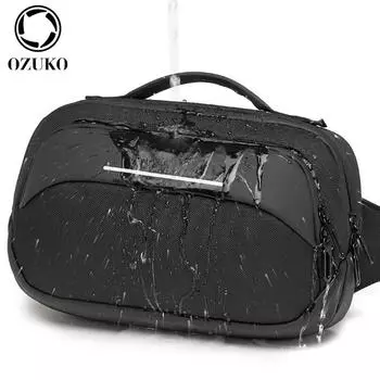 Мужская водонепроницаемая сумка-мессенджер OZUKO нагрудная сумка большой вместимости чёрный