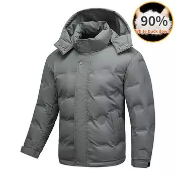 Мужская водонепроницаемая теплая толстая куртка для отдыха на зиму, свободная ветрозащитная куртка-пуховик L чёрный