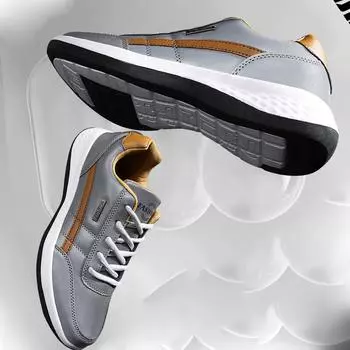 Мужская водонепроницаемая уличная суперлегкая спортивная обувь Four Seasons большого размера из искусственной кожи Smalid 38 чёрный