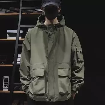 Мужская водонепроницаемая ветрозащитная куртка для альпинизма с капюшоном - осень, однослойная, функциональная, повседневная одежда для активного отдыха Extra Large