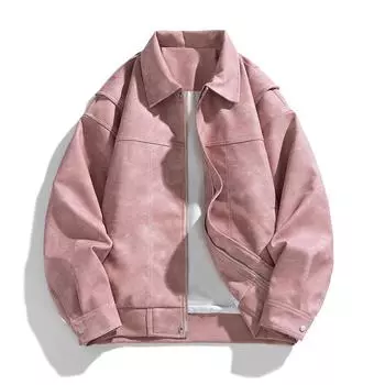 Мужская водонепроницаемая ветрозащитная модная куртка из искусственной кожи со свободными лацканами. Осеннее модное пальто на молнии. M серый