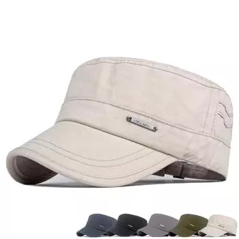 Мужская военная кепка с плоским верхом, уличная солнцезащитная шляпа, хлопковая промытая кепка, бейсбольная кепка, мужская кадетская армейская кепка серый