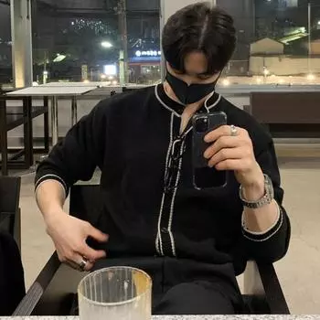 Мужская вязаная куртка с круглым вырезом, длинный свитер, пальто с застежкой на пуговицы, рукав в стиле пэчворк, цветной свитер в стиле High Street, ретро XL чёрный