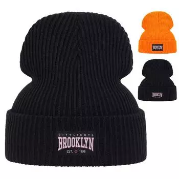 Мужская вязаная шапка с буквами, теплая, для активного отдыха, для езды на велосипеде, зимняя, повседневная, холодная, шерстяная шапка, шапка-бини оранжевый