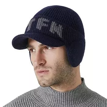 Мужская вязаная шапка, зимние бархатные наушники, бейсболка, уличная морозостойкая теплая шерстяная кепка хаки