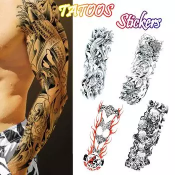 Мужская временная наклейка на руку, поддельная татуировка, горячая 3D-арт, водонепроницаемая