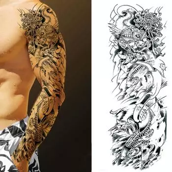 Мужская временная наклейка на руку, поддельная татуировка, горячая 3D-арт, водонепроницаемая One Size