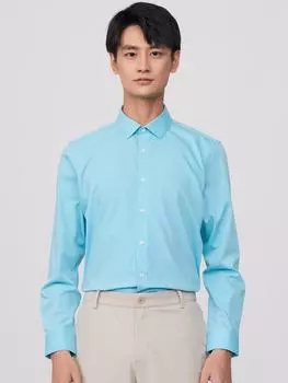 Мужская всесезонная классическая рубашка с обычными лацканами — удобная, слегка эластичная ткань, однотонная, легкая в уходе, универсальная повседневная рабочая офисная рубашка 39 лавандовый