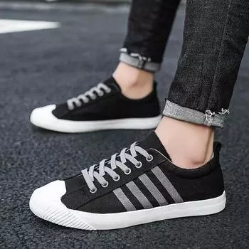 Мужская всесезонная парусиновая вулканизированная повседневная обувь в стиле ретро, черные, красные мужские парусиновые кроссовки, простые мужские 38-44 38 чёрный