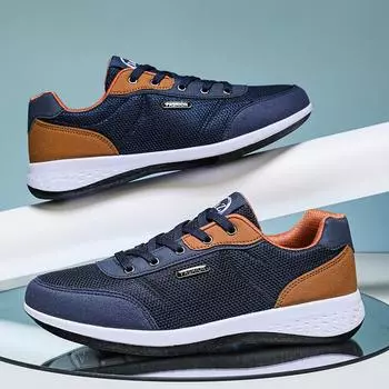 Мужская вулканизированная обувь, модные летние дышащие сетчатые кроссовки для ходьбы, повседневная мужская обувь для отдыха, нескользящая обувь для тенниса для мужчин 39 синий