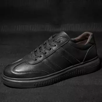 Мужская вулканизированная обувь, повседневные кожаные кроссовки, мужская дышащая обувь размера, мужская классическая черная обувь на платформе для мужчин, кроссовки 47 чёрный