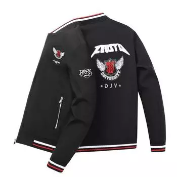 Мужская вышитая куртка Мужская весенне-осенняя повседневная бейсбольная куртка-бомбер Мужская M белый