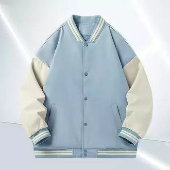 Мужская высококачественная бейсбольная куртка в стиле ретро от American - модный контрастный цвет для весны и осени XL грязно-белый