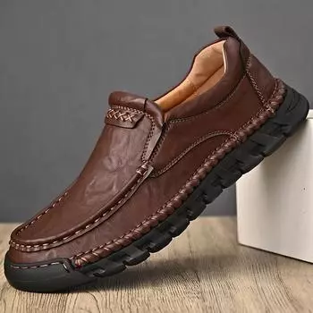 Мужская высококачественная кожаная обувь. Деловая повседневная кожаная обувь Four Seasons. Мужская обувь из мягкой кожи. 38 коричневый
