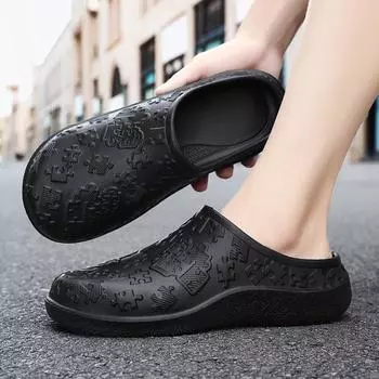 Мужская высококачественная нескользящая рабочая обувь для шеф-повара с плоским дном, водонепроницаемая, дышащая, повседневная, для ходьбы, женская, большого размера 36-37 чёрный