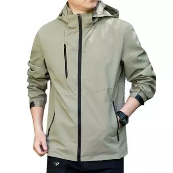 Мужская высококачественная повседневная ветрозащитная куртка со съемной курткой с капюшоном M хаки