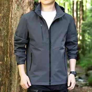 Мужская высококачественная повседневная ветрозащитная куртка со съемной курткой с капюшоном M озеро синий