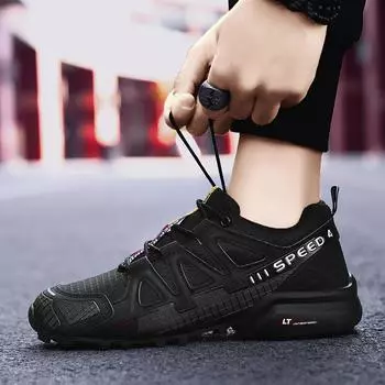 Мужская высококачественная противоскользящая износостойкая мужская уличная водонепроницаемая походная обувь большого размера 39 чёрный