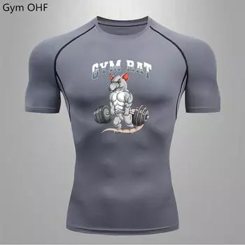 Мужская высококачественная спортивная футболка для фитнеса и тренировок в спортзале Rat, облегающая толстовка для бега и тренировок на открытом воздухе Asian size-S