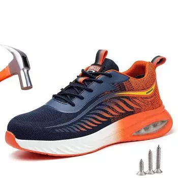 Мужская защитная обувь на воздушной подушке, противоударная, противопрокольная защитная рабочая обувь, неразрушимые защитные ботинки, рабочие кроссовки со стальным носком 38 серый