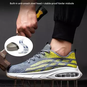 Мужская защитная обувь на воздушной подушке, рабочая обувь со стальным носком, мужская и женская нерушимая обувь, дышащая, небьющаяся рабочая обувь, легкая 36