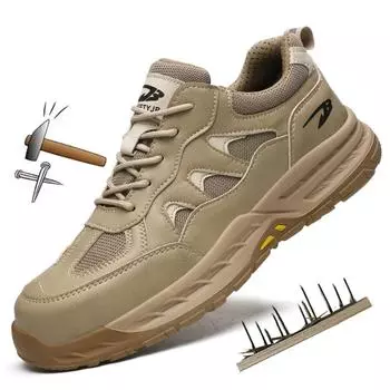 Мужская защитная обувь, рабочие мужские ботинки, защитные ботинки, защитная обувь, мужские новые рабочие туфли со стальным носком, устойчивые к проколам рабочие кроссовки 37 хаки