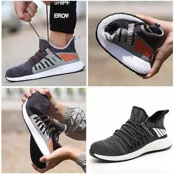 Мужская защитная обувь с защитой от разбивания и пирсинга, рабочая обувь, защитная обувь со стальным носком 36 серый