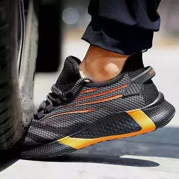 Мужская защитная обувь со стальным носком, мужская рабочая обувь с защитой от разбивания и пирсинга, модная легкая мужская обувь 37 зелёный