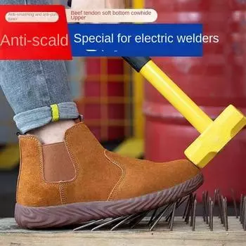 Мужская защитная обувь со стальным носком, противоударная, противопрокольная, сварочная, износостойкая, брызгозащищенная 36