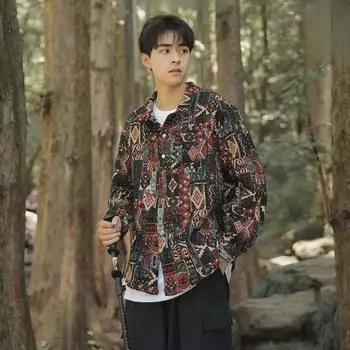 Мужская жаккардовая джинсовая куртка в стиле ретро в Гонконге — тренд весны/осени XXL