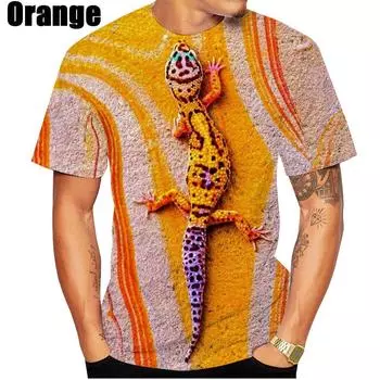 Мужская/женская 3D-футболка с изображением животного геккона с коротким рукавом, модная тонкая футболка, повседневная футболка S красный