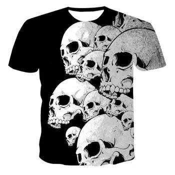 Мужская женская футболка 3D-печать в стиле хип-хоп с рисунком черепа Печать Быстросохнущая футболка XXS