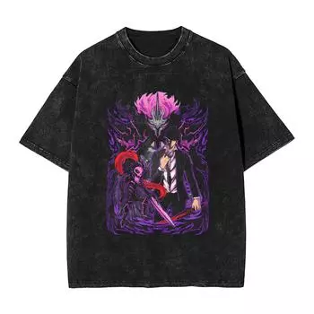 Мужская Женская Футболка Solo Leveling Выстиранные Футболки Харадзюку Пляжные Футболки Уличная Одежда Простые Хлопковые Топы M