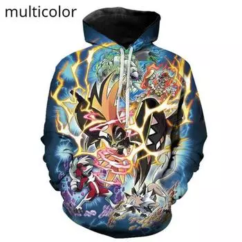 Мужская женская мода повседневная толстовка с капюшоном 3D-печать свитер пуловер уличная игра игры покемон свитер S