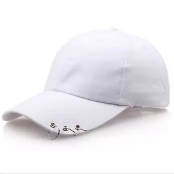 Мужская женская модная шляпа KPOP, регулируемая бейсболка Snapback с кольцами белый