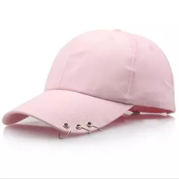 Мужская женская модная шляпа KPOP, регулируемая бейсболка Snapback с кольцами розовый