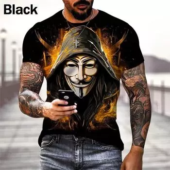 Мужская женская модная забавная футболка с маской 3D Повседневная крутая футболка с изображением фильма Хип-хоп уличная забавная детская футболка S