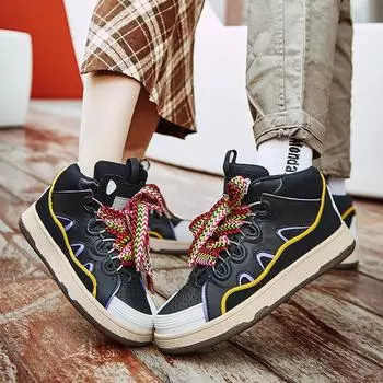 Мужская/женская обувь в стиле Харадзюку, совместная марка Tide, немецкая обувь, обувь для папы, высокие повседневные кроссовки для пары 36 чёрный