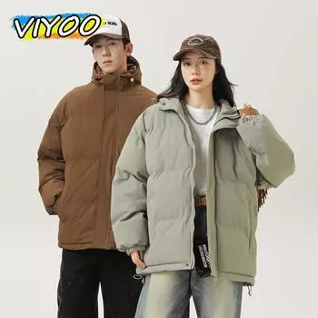 Мужская женская осенне-зимняя одежда для пар, толстый пуховик с высоким воротником и капюшоном, куртка, ветровка, парки для мужчин на открытом воздухе XL чёрный