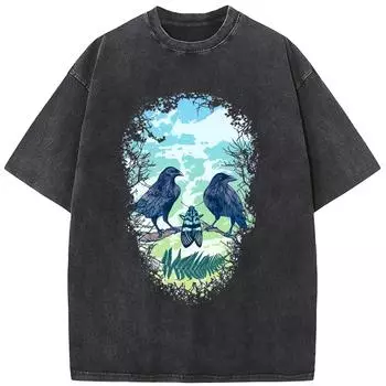 Мужская Женская Повседневная Модная Футболка Оверсайз Выстиранная Старая Высококачественная Футболка Винтажного Цвета Мужские Футболки S