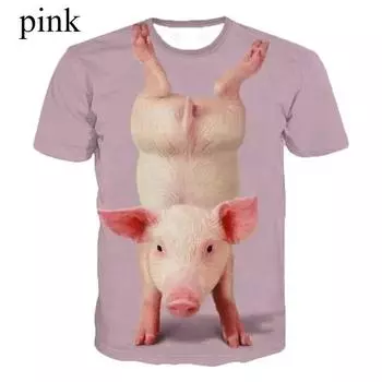 Мужская женская повседневная рубашка с принтом свиньи, забавная рубашка, хипстерский топ с 3D принтом, милый топ унисекс с животным принтом XXL