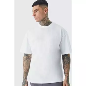 Мужская/женская простая белая футболка большого размера с круглым вырезом