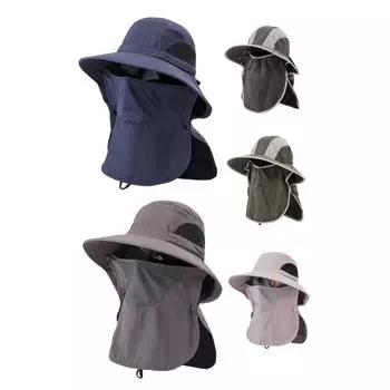 Мужская женская рыболовная шляпа летняя широкополая солнцезащитная шляпа с лицом Co серый
