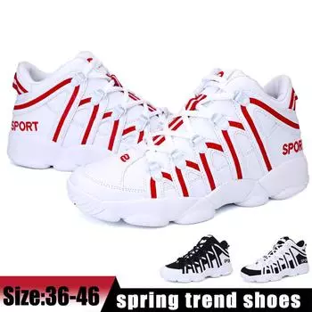 Мужская/женская спортивная обувь, дышащие низкие кроссовки, обувь для пар на толстой подошве, повседневная обувь для влюбленных, большие размеры 36-46 36 красный