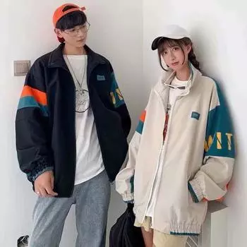 Мужская женская свободная куртка с воротником-стойкой в стиле ретро, с длинным рукавом, уличная бейсбольная куртка, пальто XL хаки