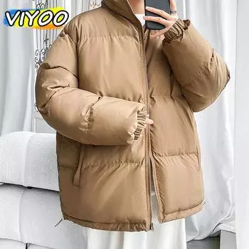 Мужская женская свободная одежда толстый повседневный пуховик уличная зимняя куртка для мужчин XL бежевый