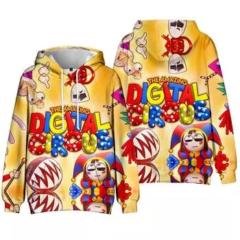 Мужская женская толстовка с капюшоном The Amazing Digital Circus, аниме, уличная одежда, Harajuku, повседневный пуловер с капюшоном с принтом, толстовки XS